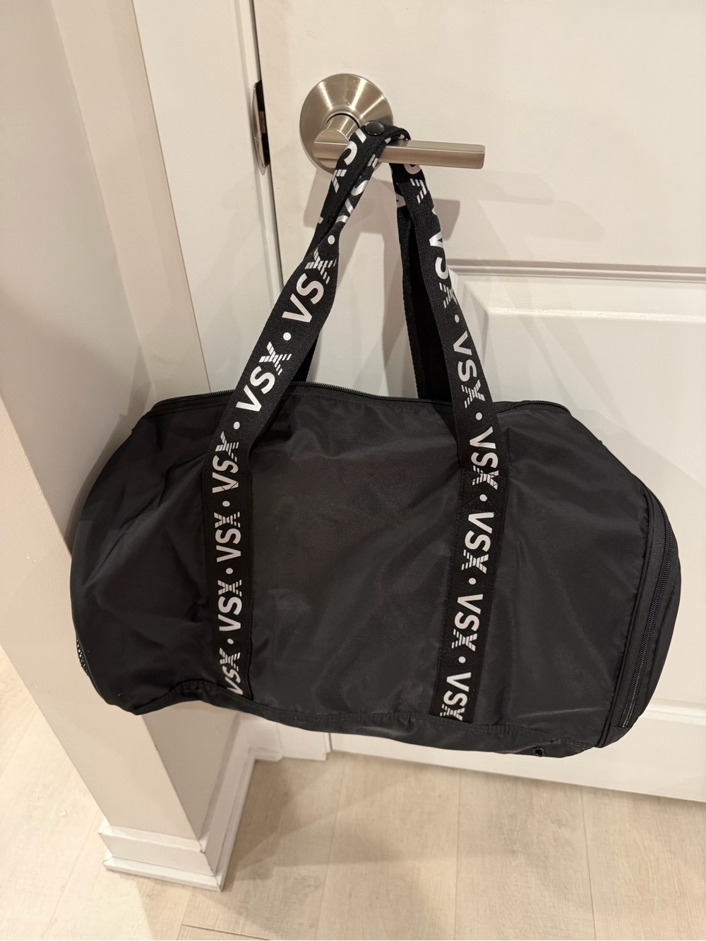 Victoria's Secret Black Duffel with VSX Logo Straps